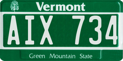 VT license plate AIX734