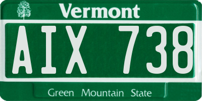 VT license plate AIX738