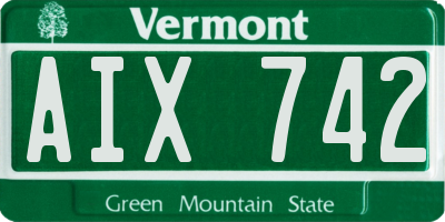 VT license plate AIX742