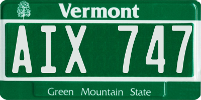 VT license plate AIX747