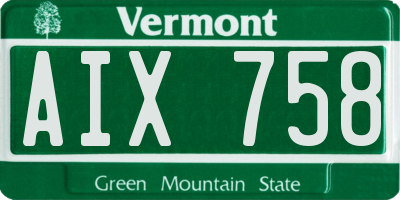 VT license plate AIX758