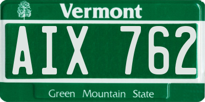 VT license plate AIX762