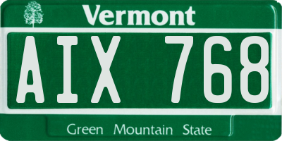 VT license plate AIX768