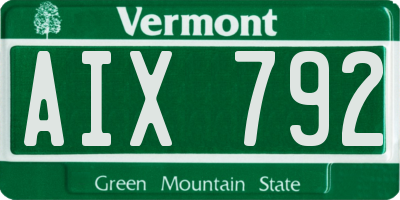 VT license plate AIX792