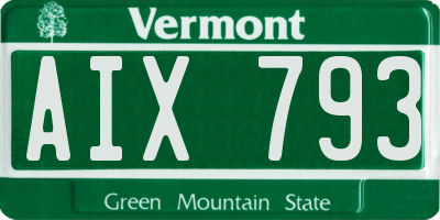 VT license plate AIX793