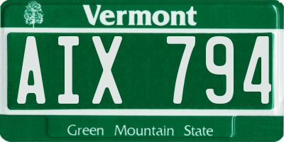 VT license plate AIX794