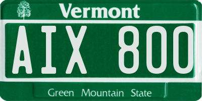 VT license plate AIX800