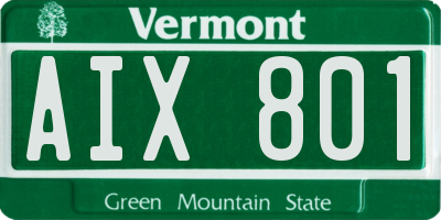 VT license plate AIX801