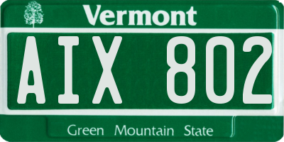 VT license plate AIX802