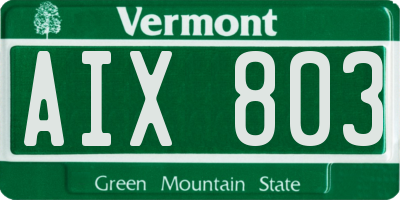 VT license plate AIX803