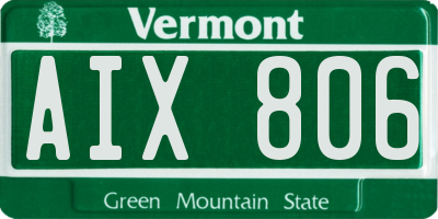 VT license plate AIX806