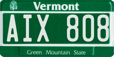 VT license plate AIX808