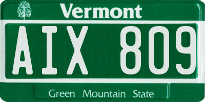 VT license plate AIX809