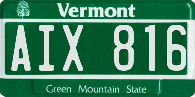 VT license plate AIX816
