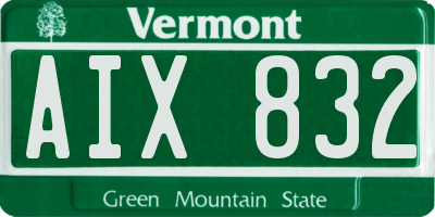VT license plate AIX832