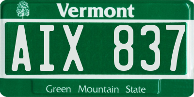 VT license plate AIX837