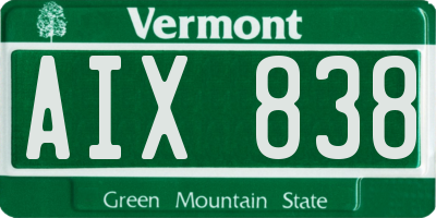 VT license plate AIX838