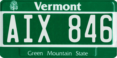 VT license plate AIX846