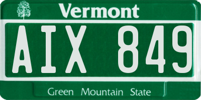VT license plate AIX849