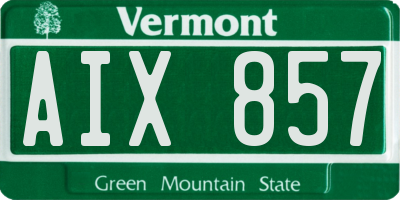 VT license plate AIX857