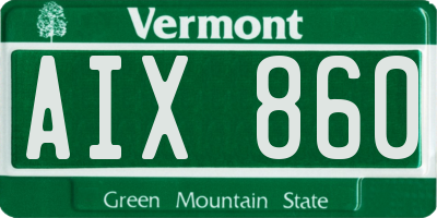VT license plate AIX860