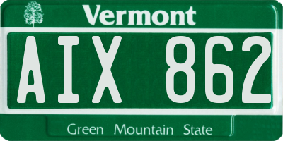 VT license plate AIX862