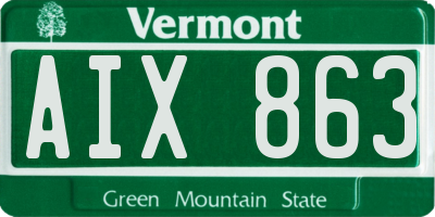 VT license plate AIX863