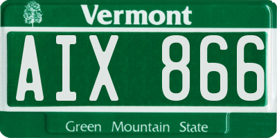 VT license plate AIX866