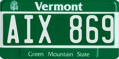 VT license plate AIX869