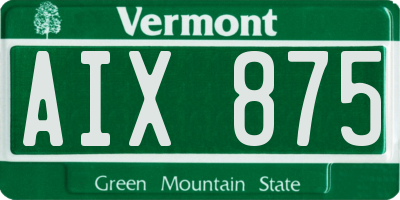 VT license plate AIX875