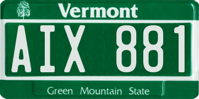 VT license plate AIX881