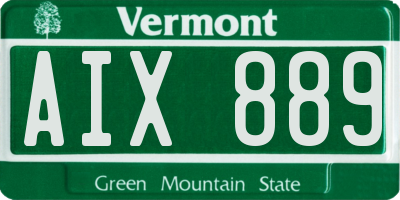 VT license plate AIX889