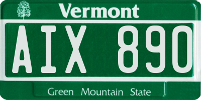 VT license plate AIX890