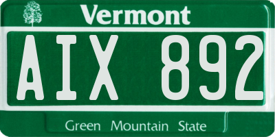 VT license plate AIX892