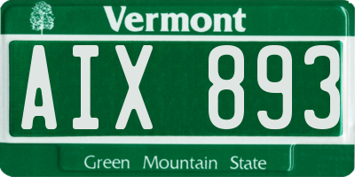 VT license plate AIX893