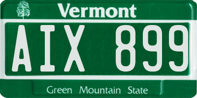 VT license plate AIX899
