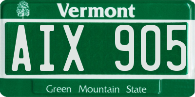 VT license plate AIX905