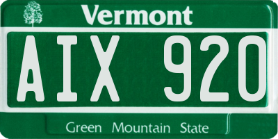 VT license plate AIX920