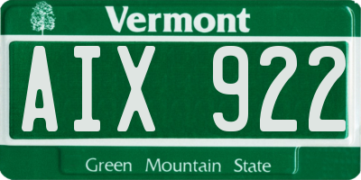 VT license plate AIX922