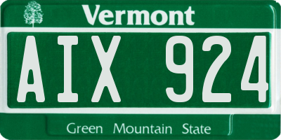 VT license plate AIX924
