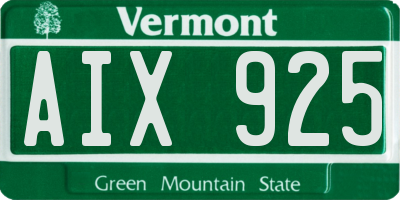 VT license plate AIX925