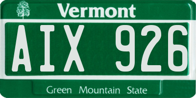 VT license plate AIX926