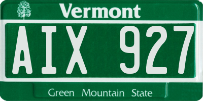 VT license plate AIX927