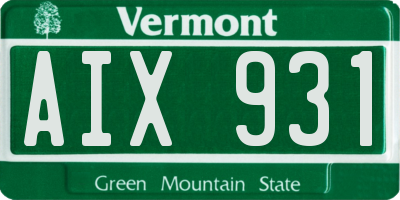VT license plate AIX931