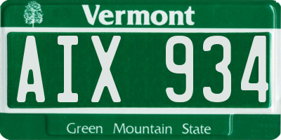 VT license plate AIX934