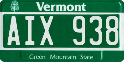 VT license plate AIX938