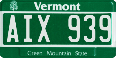 VT license plate AIX939