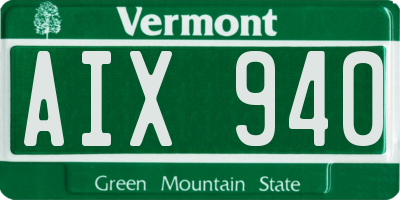 VT license plate AIX940