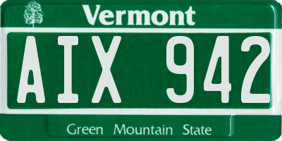 VT license plate AIX942