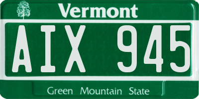VT license plate AIX945